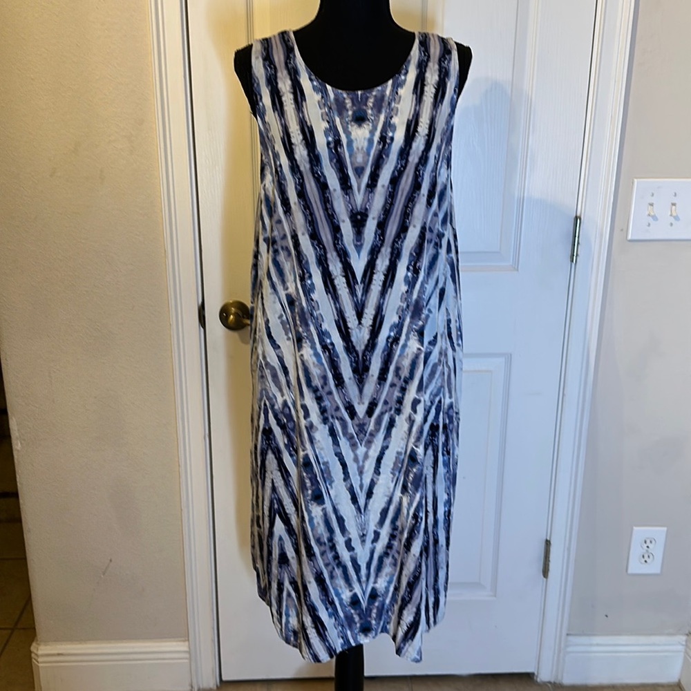 AVA&VIV size 2X sleeveless zipper back 100%rayon tie dyed dress